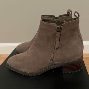 Blondo Women's Samara Dark Taupe Suede Booties